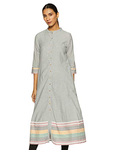 Image of BIBA Women Cotton Front Open Fusion Dress