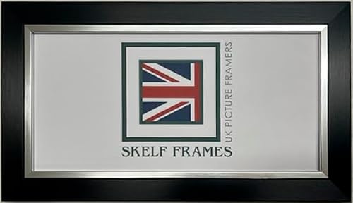 Skelf Frames Brushed Black With Silver Inlay 16 X 6 Inches Panoramic Picture Photo Frame With Glass
