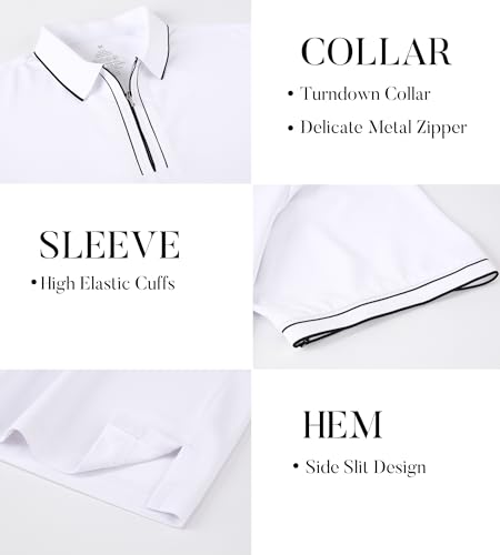 SAMERM Mens Zipper Golf Shirts Short Sleeve Casual Polo Shirts Moisture Wicking Solid Golf Shirt Fashion3