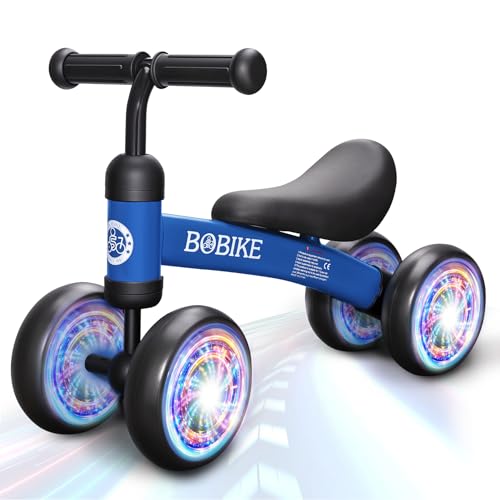 Bobike Baby Balance Bike Toys for 12-36 Months Kids Toy Boy and Girls Gifts Toddler Best First Birthday Gift Children Walker No Pedal Infant 4 Wheels Bicycle (Colorful, Blue-Light) by Bobike - Used condition - US$32.12