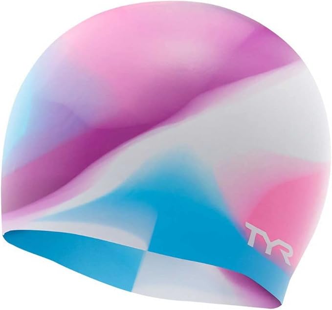 TYR Junior Tie Dye Swim Cap, Pink/Purple/Blue