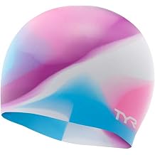 TYR Tie Dye Silicone Swim Cap Youth Pink Purple Blue NA
