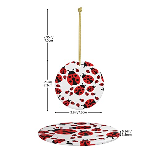 Red Ladybugs Car Interior Accessories, Cartoon Animals Round Ceramics Bag Backpack Pendant, Christmas Tree Hanging Ornament #TOP3