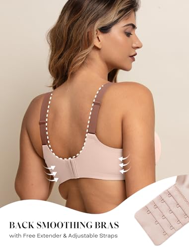 COMFELIE Women No Underwire Bra Comfort Seamless Full Coverage Mesh Bralette Bra with Adjustable Contrast Color Strap S-4XL3