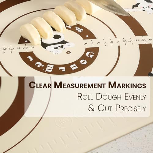 Tapis de pâtisserie grand format avec mesures Mistifi silicone beige