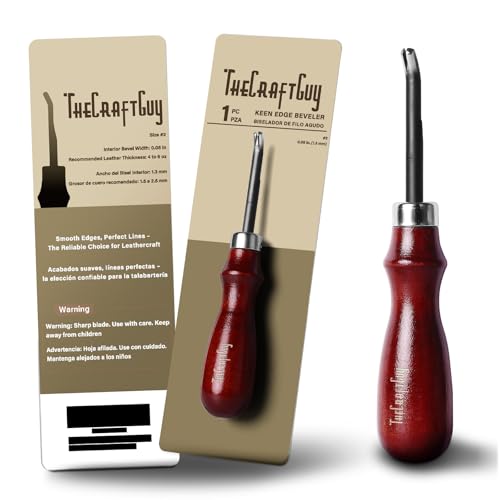 TheCraftGuy Leather Edge Bevelers #2 Edge Beveler for 1.5-2.5mm Thickness Veg-Tanned Leather Skiving Knife Smooth Cutting Without Surface Damage