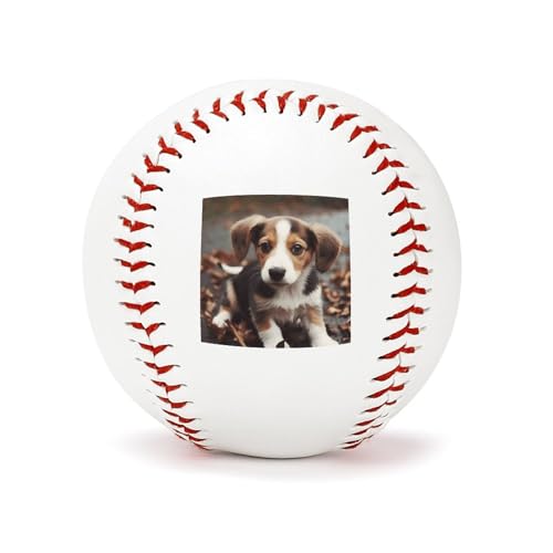 BVNMT Leather Cute Dog Printed Baseball Suitable for Children and Teenagers of All Ages Graduation Birthday 2.8 * 2.8 in