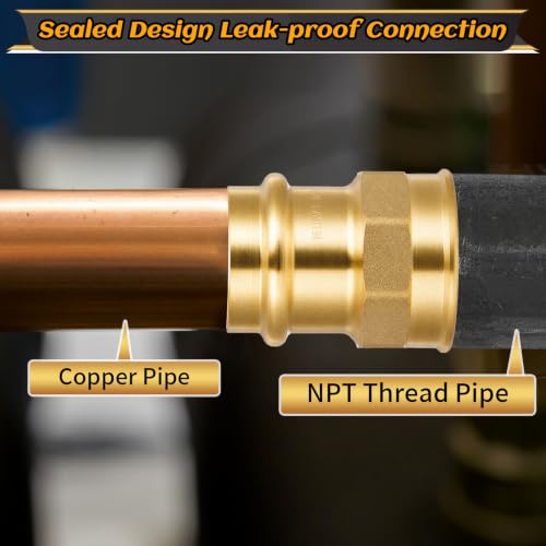 Image of 8 Pack 1 inch Press x 1 inch FIP Brass Press Fittings | Npt Adapter for Residential & Commercial Piping