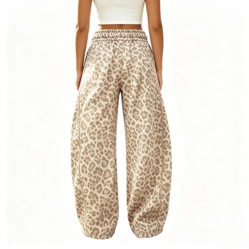 Women Leopard Pants Baggy Fall Wide Leg Sweatpants Lounge Y2K Sweat Pants - image 3
