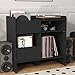 XINRONG Record Player Stand with Storage - Record Player Table Holds Up to 350 Albums, Mid Century Turntable Stand with Drawer, Vinyl Record Storage Cabinet for Living Room, Bedroom & Office Black