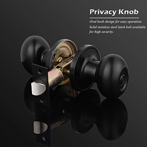 Gobrico 5 Pack Black Door Lockset With Oval Knobs Privacy Handles For Bed And Bath,Egg Style Interior Door Knob Matte Black #TOP4