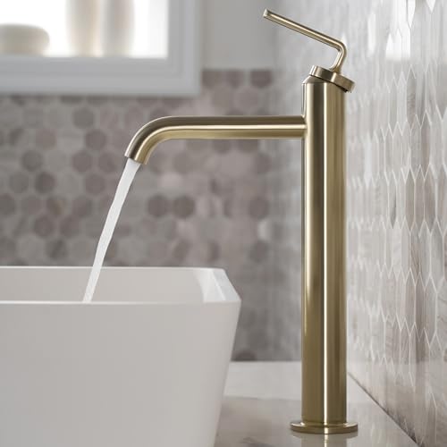 KRAUS Ramus Single Handle Vessel Sink Bathroom Faucet with Pop-Up Drain in Brushed Gold, KVF-1220BG by Kraus - Image 2