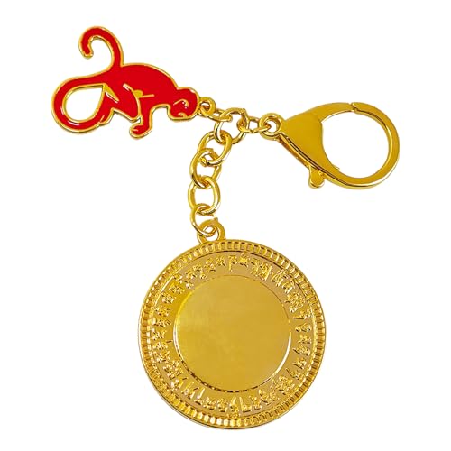 Porte-clés singe Fengshui 2025 avec croix à 4 éléments w5638 - 5