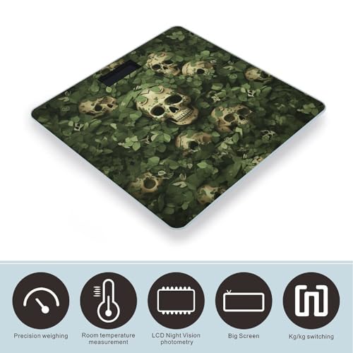 Báscula digital de vidrio templado con diseño calavera y hojas miniatura 3
