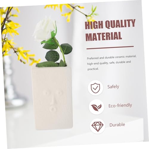 Vase blanc tête en béton et pot de fleurs visage humain pour décoration de table - 6