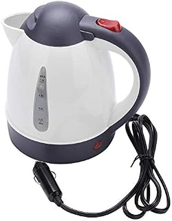VOBOR Travel Kettle1000ml 12V Kettle Portable Electric Car Kettle, Stainless Steel Car Coffee Mug with Cigarette Lighter Charger, Kettle Pot Heated Water Cup, for Hot Water, Coffee, Tea