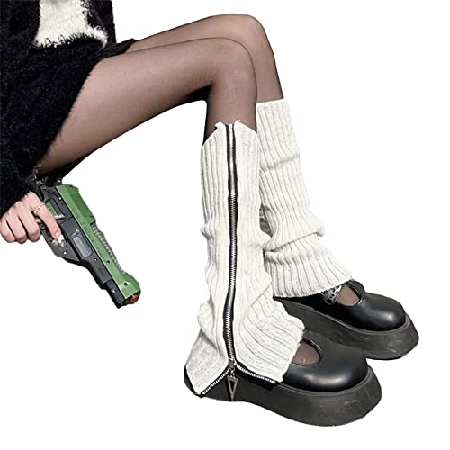 Image of Women Y2k Leg Warmers Ribbed Knitted Harajuku Kawaii Leg Warmers Streetwear