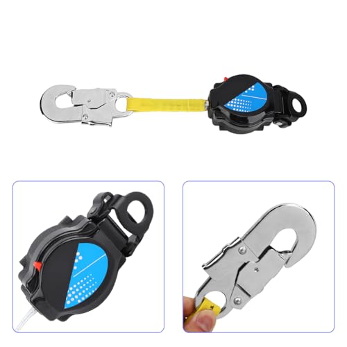 Image of Self Retracting Lifeline, 1.6M Telescopic Fall Protection Roofing Safety Heavy Duty Snap Hook Harness Anti Quick Action Braking System Restraint Device Retractable Lanyard Outdoor Work Equipment