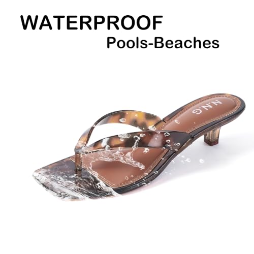 Noctivelle Women Kitten Heeled Sandals Waterproof Jelly Thong Clear Flip Flops Memory Foam Comfort Insole Summer Quick Dry Casual Pool Beach Shoes Tortoise Size 7 by Noctivelle - Used condition - Image 5