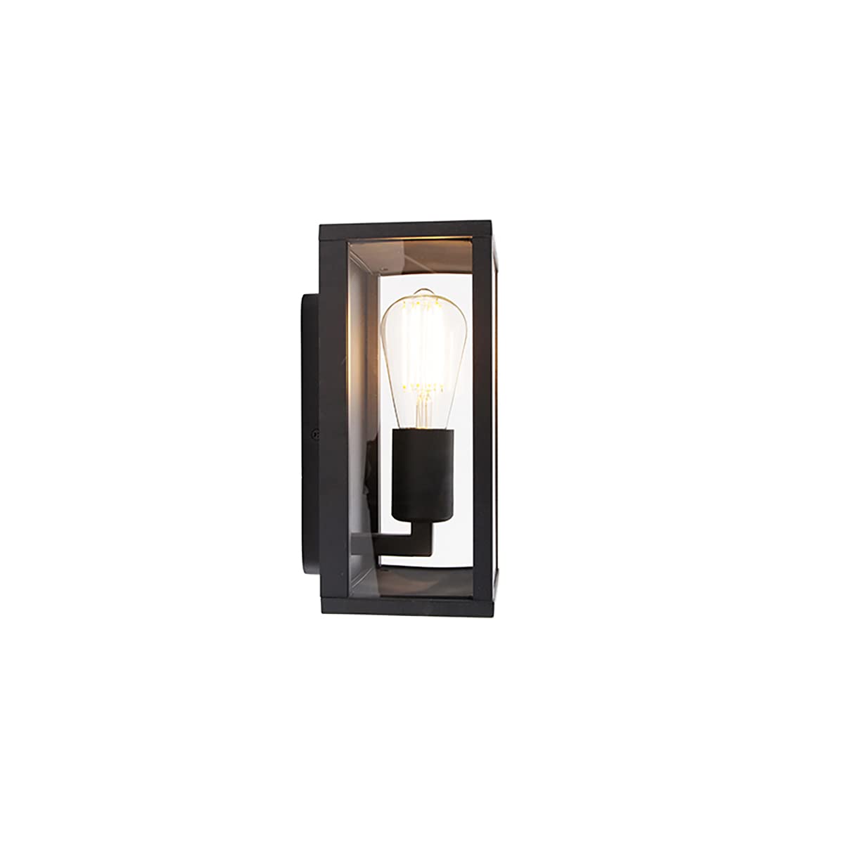 Qazqa Industrie außen Wandleuchte, Außenlampe mit Glas, Wandlampe für den Garten - Charlois - Schwarz, max. 40W, Geeignet für LED, 14cm, IP44, Im 2er-Set.