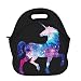 AOTIGO Unicorn Horse Galaxy Space Neoprene Lunch Bag Insulated Lunch Box Waterproof Lunch Tote Bag with Zipper for Women Kids Boys Girls and Men