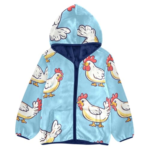 Cute Cartoon Roosters Girls Fleece Jacket Girls Fall Jacket Girls Zip Up Hoodie Girls Sherpa Jacket 2-10T