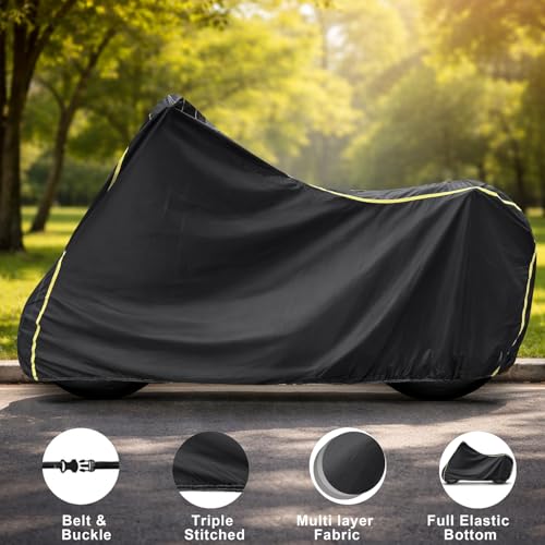 Image of Auto Hub 100% Waterproof Bike Cover, Dustproof, UV Protection Bike Cover for All Two Wheeler Bike Upto 1000cc Size -Waterproof Black