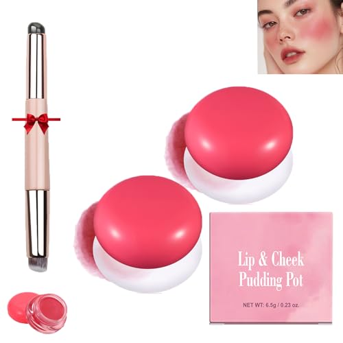 Korean Pudding Pot Blush,Korean Pudding Pot Lip,Korean Pudding Pot Makeup,Blurring Pudding Pot Lip,Blurry Pudding Pot for Lip&Cheek,Blurring Makeup Blush,Long-Lasting Buildable (2*#02) -  Krisuary