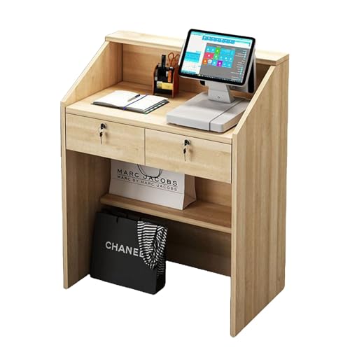 Bureau d'ordinateur de réception bois moderne pour petit espace de caisse