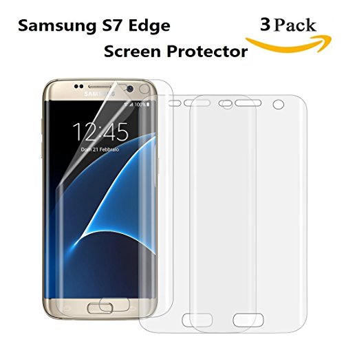 Samsung Galaxy S7 Edge Screen Protector [Full Screen Coverage][Anti-Scratch][Anti-Bubble][Anti-UV][No Rainbow] Premium Ultra Slim High Definition Phone Film,Pack of 3