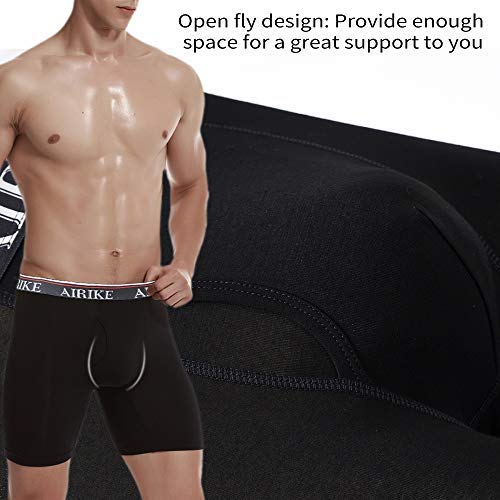 Airike Boxer Briefs Men Pack Long Leg Soft Bamboo Black Underwear Big Size And Tall Underpants #TOP4
