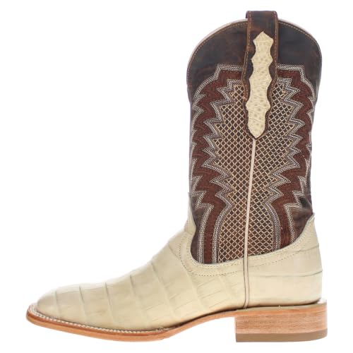 Image of Vaccari Men's Navarro Genuine Alligator Tail Leather Broad Square Toe Cowboy Boots