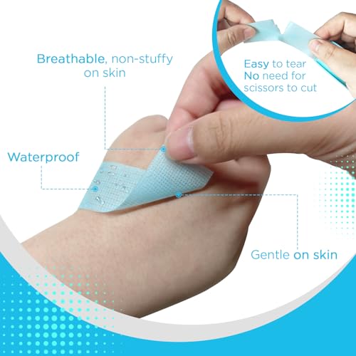 OK TAPE Silicone Medical Tape (2 Rolls) for Sensitive Skin,Waterproof Surgical Tape for Secures Dressings and Gauze,Pain-Free Removal Micropore Tape, First Aid Bandage Tape,1\" x 5yd,Blue - Thumbnail 3