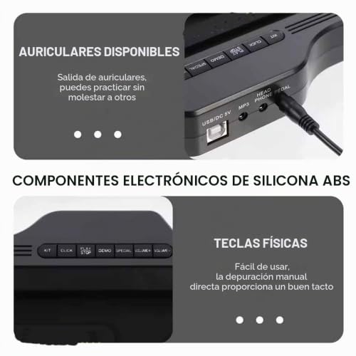Miniatura 4 de Newfun Bateria Electronica Niños, Bateria Electrica, Batería Electrónica, Almohadilla De Práctica Para Batería Enrollable Con 7 Almohadillas De Silicona Con Mazas Y Pedal Para Principiantes Y Niños