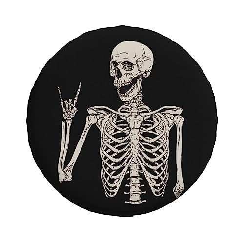 Ouqiuwa Spare Tire Cover Rock and Roll Skeleton Skull Boho Hippie Universal Wheel Covers for Trailer RV SUV 14 Inch for Diameter 23-27 Inch by Ouqiuwa - Used condition - US$8.51