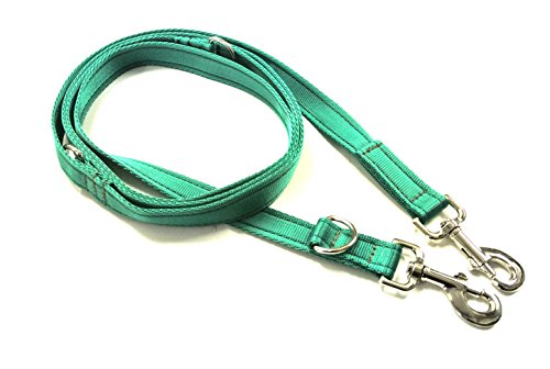 25mm Police Style Dog Training Leads Obedience Control Recall Leash Multi-Functional Double Ended (8ft (2.4m) Emerald Green)
