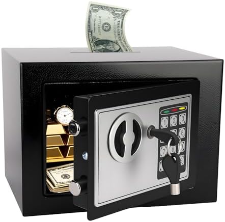 Mini Electronic Safe Box with Digital Keypad & Keys, 0.23 Cubic, ...