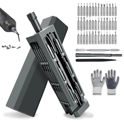 E1 Max 3.7V Mini Screwdriver, 2026 New 44-in-1 Precision Screwdriver Set, Manual Magnetic Screwdrivers Set with Chuck & 40pcs Bits, Repair Tool Kit for Electronics Phone Camera Laptop Watch (Manual)