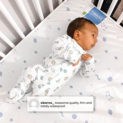 Simmons Kids Quiet Nights Dual Sided Baby Crib Mattress & Toddler Mattress - Sustainably Sourced Core - Waterproof - Hypoallergenic - Greenguard Gold Certified (Natural) - Ideal Firmness - Made In Usa #TOP5