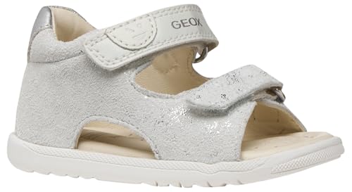 Geox B Sandal Macchia Gir, Sandali Bimba 0-24, Off White Silver WABC, 18 EU