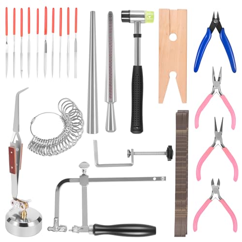 Jewelers Saw Tools Set Versatile Anti Deformation Ring Sizer 144 Blades Measuring Tool for Silversmithing Home Shop Beginner Professional