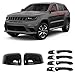 sportuli Black Mirror Covers +Door Handle Covers Replacement for 2011-2021 J-eep Grand Cherokee & D-odge Durango