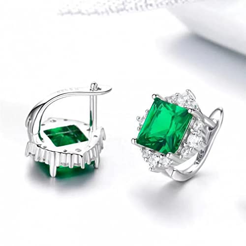 Boucles d'oreilles argent anti-allergie et zircon vert carré chic - 2