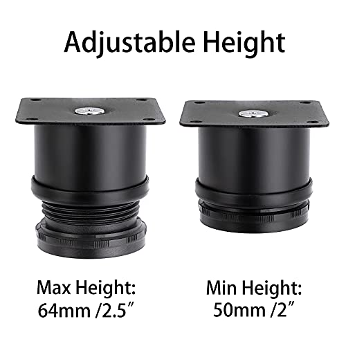 Ownmy 4Pcs 2 Inch Stainless Steel Furniture Legs Feets Metal Cabinet Desk Legs, Adjustable Round Metal Furniture Risers Replacement Legs Corner Feets Heavy Duty Table Leg Extenders For Sofa Chair #TOP3