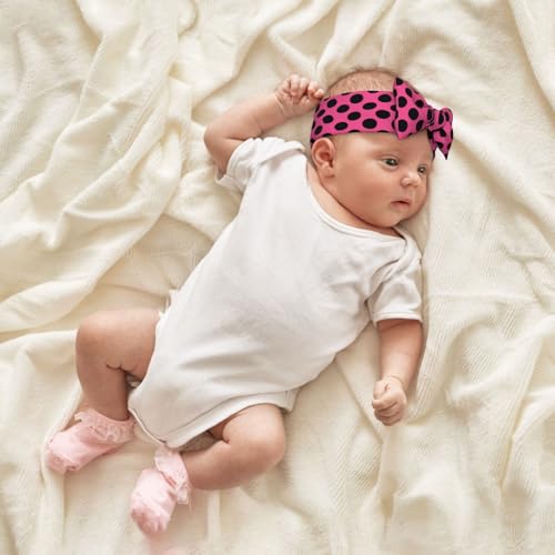 Bold Pink Dot Print Baby Girl Bows Headbands Baby Girls Newborn Headbands Infant Toddlers 0-6 Months4