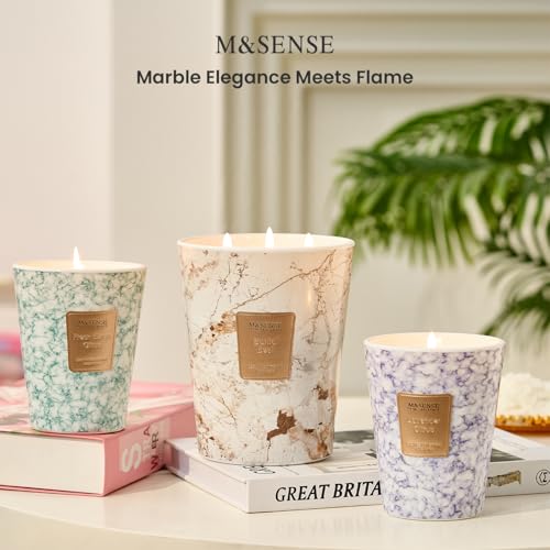 Image of M&SENSE Extra Large Candle 35oz 150H Santal Scented 3-Wick Highly Scented Jar Candles, XL Candle for Home Decor, Long Lasting Aromatherapy Candle for Stress Relief, Meditation