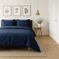 VEL VET HOME Bettwäsche 155x220 Baumwolle Bettbezug 155x220 cm mit Kissenbezug 80x80 cm Hohe Qualität Bettwäsche-Set mit Reißverschluss 100% Baumwolle Made in EU Marineblau 155 x 220 – Ansicht 5