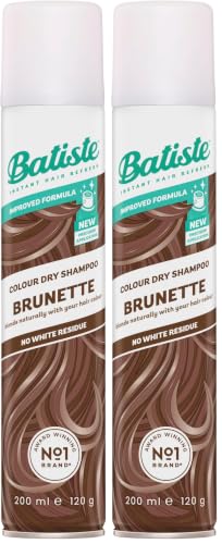Image of Batiste Dry Shampoo in Brunette with a Hint of Colour 200ml, No Rinse Spray to Refresh Hair in Between Washes, No White Residue for Brown Hair (Pack of 2)