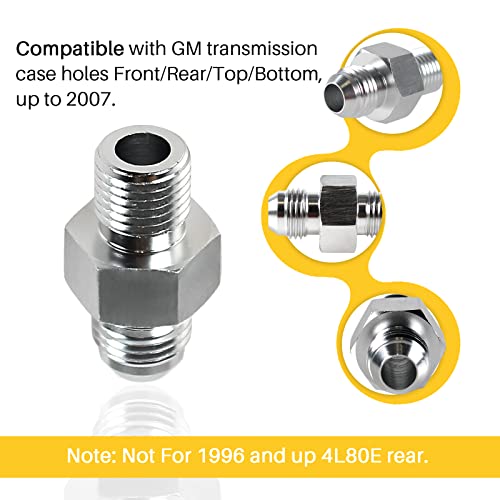 2Pcs Transmission Adapter Fittings 6An Flare To 1/4" Npsm For Th350 Th400 700R4 200-4R Tr6060 Aod 4R100 4R70W C5 Transmission Front & Rear Until 2007 Aluminum #TOP2