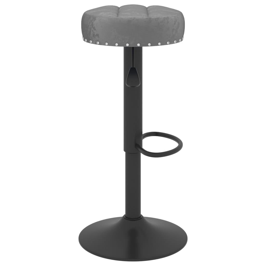 Lot de 2 tabourets de bar rembourrés en velours gris foncé, réglables en hauteur avec repose-pieds, pivotant à 360 degrés, cadre en acier revêtu par pulvérisation, idéal pour cuisine, salle à